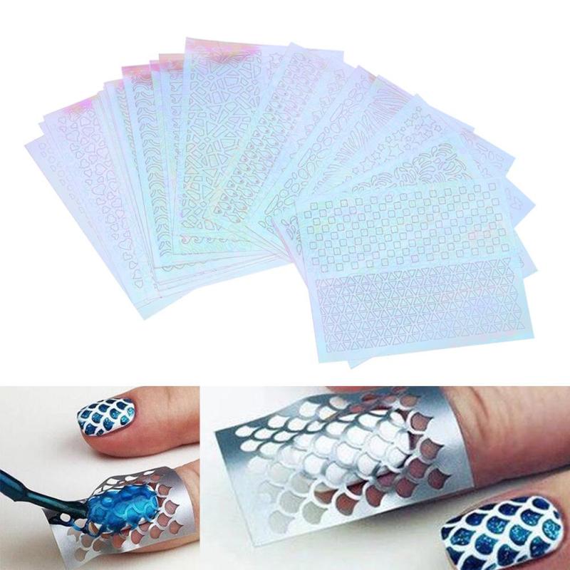 6pcs Nail Vinyl Stencils Nail Stickers Tips Decals Set