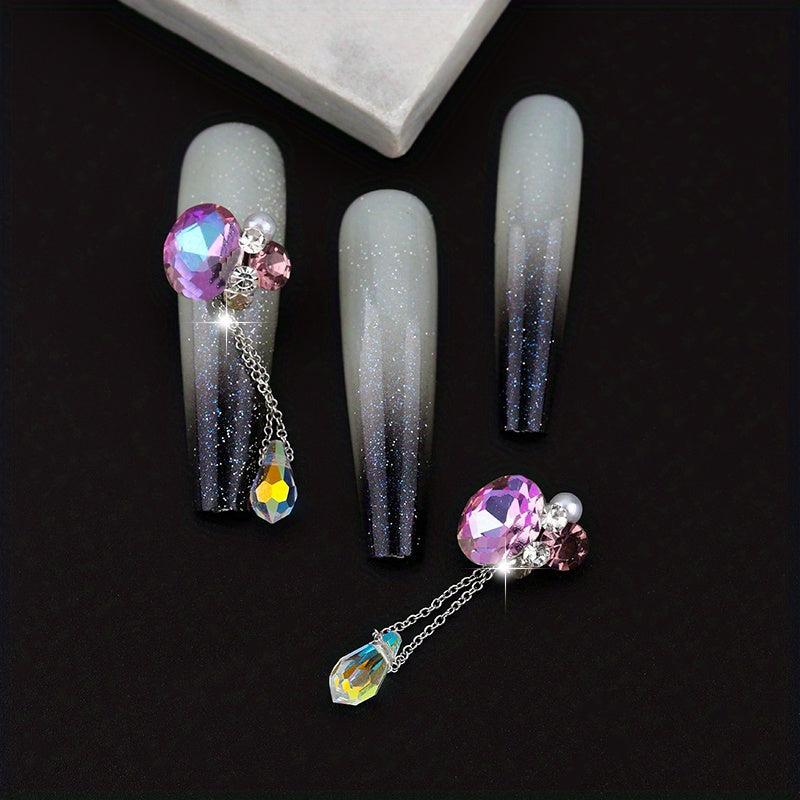 4pcs Angel Tear Nail Art Charms Glass Rhinestones Pearls 3D Pendant