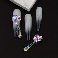 4pcs Angel Tear Nail Art Charms Glass Rhinestones Pearls 3D Pendant