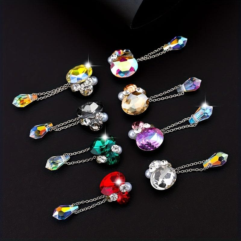 4pcs Angel Tear Nail Art Charms Glass Rhinestones Pearls 3D Pendant