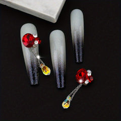 4pcs Angel Tear Nail Art Charms Glass Rhinestones Pearls 3D Pendant