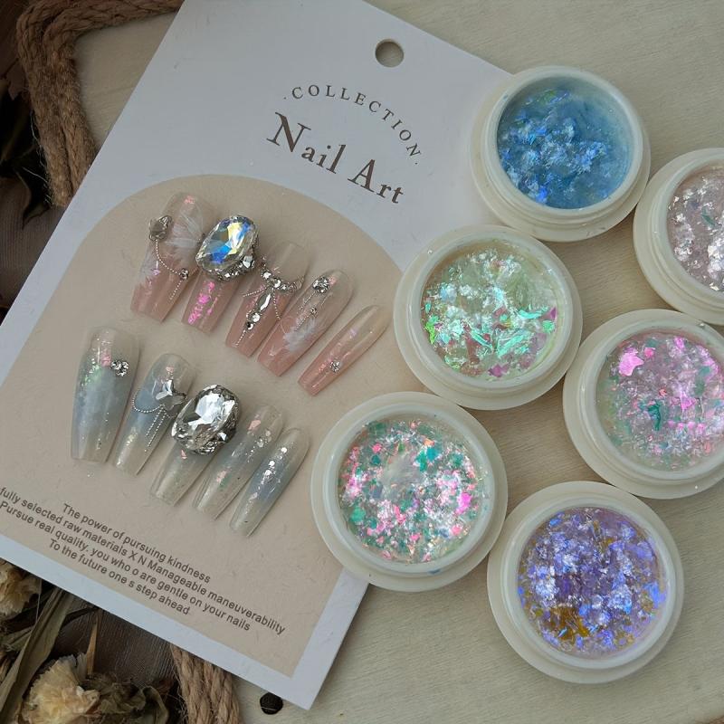 Aurora Flake Nail Glitter Sequins Nail Sticker Fluorescent Holographic DIY