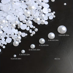 1000pcs 2mm - 8mm Flatback Nail Pearls For Nail Art Half Pearls For Crafts