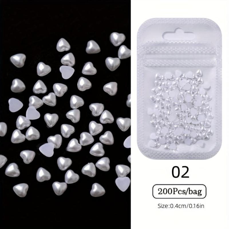 200pcs Heart Nail Art Charms Flatback Rhinestones for DIY Nail Salons