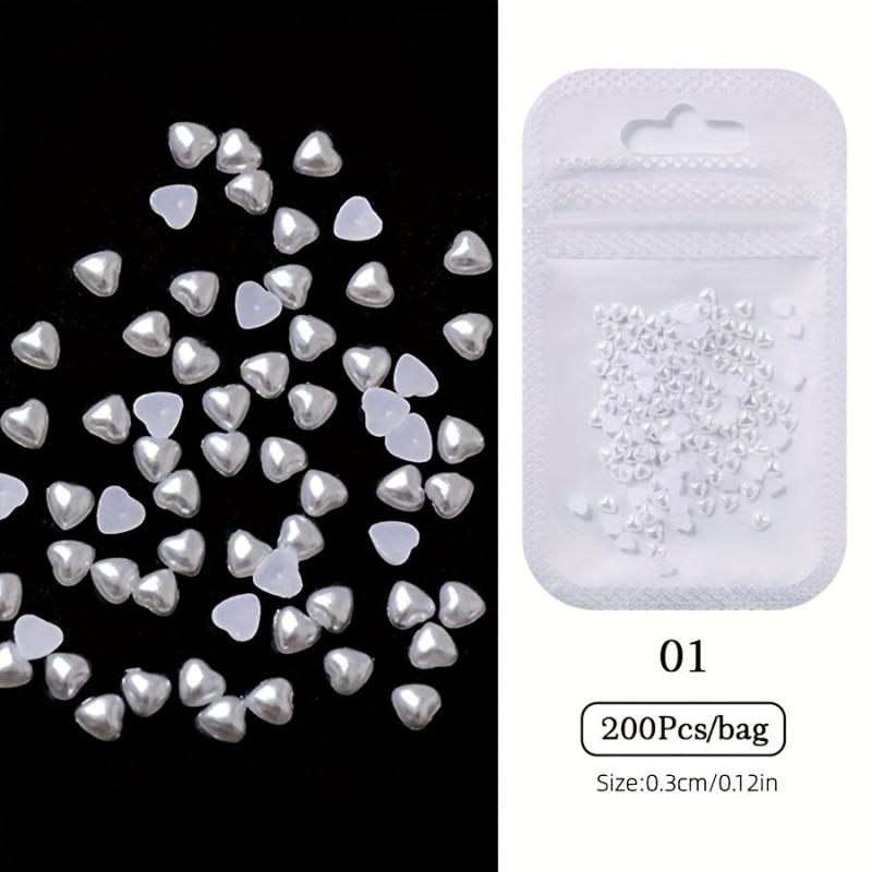 200pcs Heart Nail Art Charms Flatback Rhinestones for DIY Nail Salons