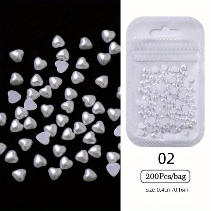 200pcs Heart Nail Art Charms Flatback Rhinestones for DIY Nail Salons