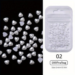 200pcs Heart Nail Art Charms Flatback Rhinestones for DIY Nail Salons