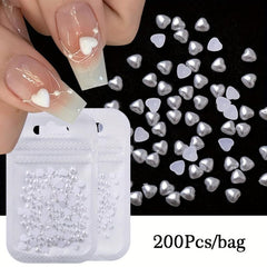 200pcs Heart Nail Art Charms Flatback Rhinestones for DIY Nail Salons