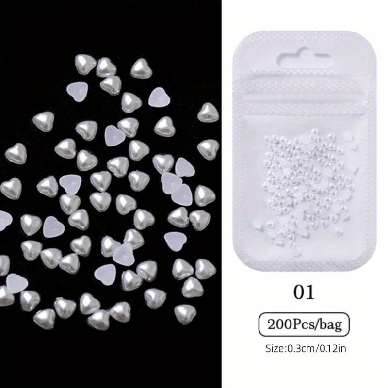 200pcs Heart Nail Art Charms Flatback Rhinestones for DIY Nail Salons