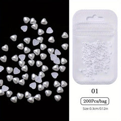 200pcs Heart Nail Art Charms Flatback Rhinestones for DIY Nail Salons