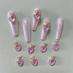 Crown Heart Nail Charms 3D Nail Art Alloy Jewels Nail Rhinestone Crystal