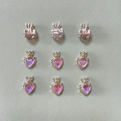 Crown Heart Nail Charms 3D Nail Art Alloy Jewels Nail Rhinestone Crystal