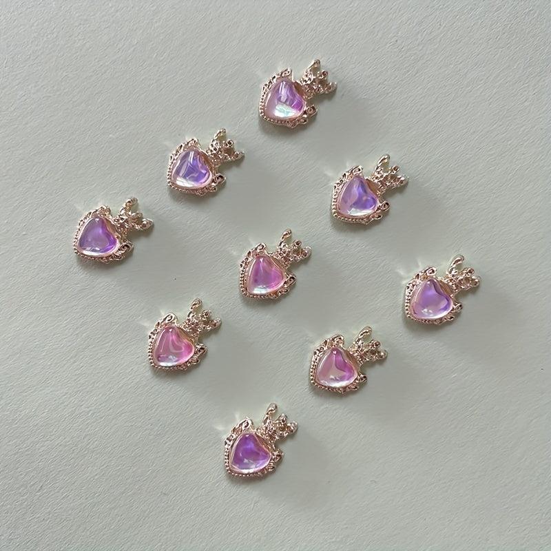 Crown Heart Nail Charms 3D Nail Art Alloy Jewels Nail Rhinestone Crystal