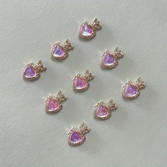 Crown Heart Nail Charms 3D Nail Art Alloy Jewels Nail Rhinestone Crystal