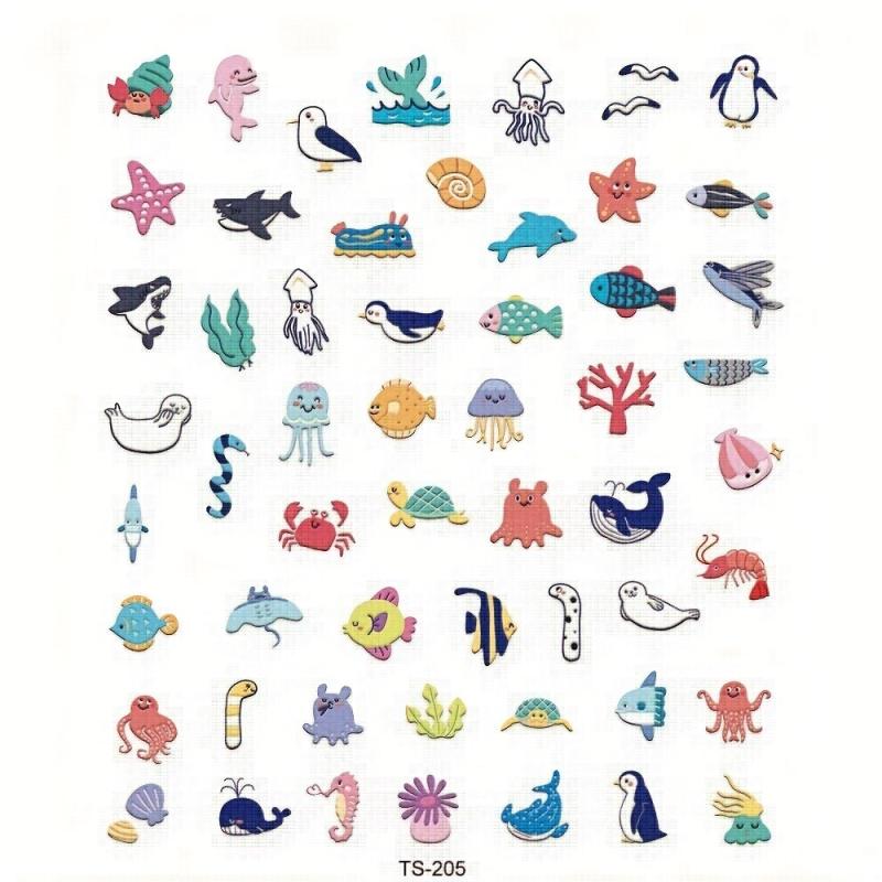 Summer Nail Art Stickers Decals 5D Embossed Starfish Shell Nail Decals