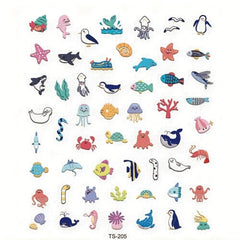 Summer Nail Art Stickers Decals 5D Embossed Starfish Shell Nail Decals