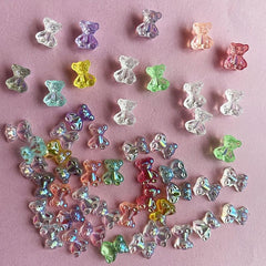50 Pcs Aurora Bear Resin Nail Charms DIY Manicure Accessories