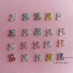 50 Pcs Aurora Bear Resin Nail Charms DIY Manicure Accessories