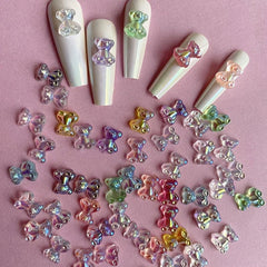 50 Pcs Aurora Bear Resin Nail Charms DIY Manicure Accessories
