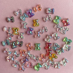 50 Pcs Aurora Bear Resin Nail Charms DIY Manicure Accessories