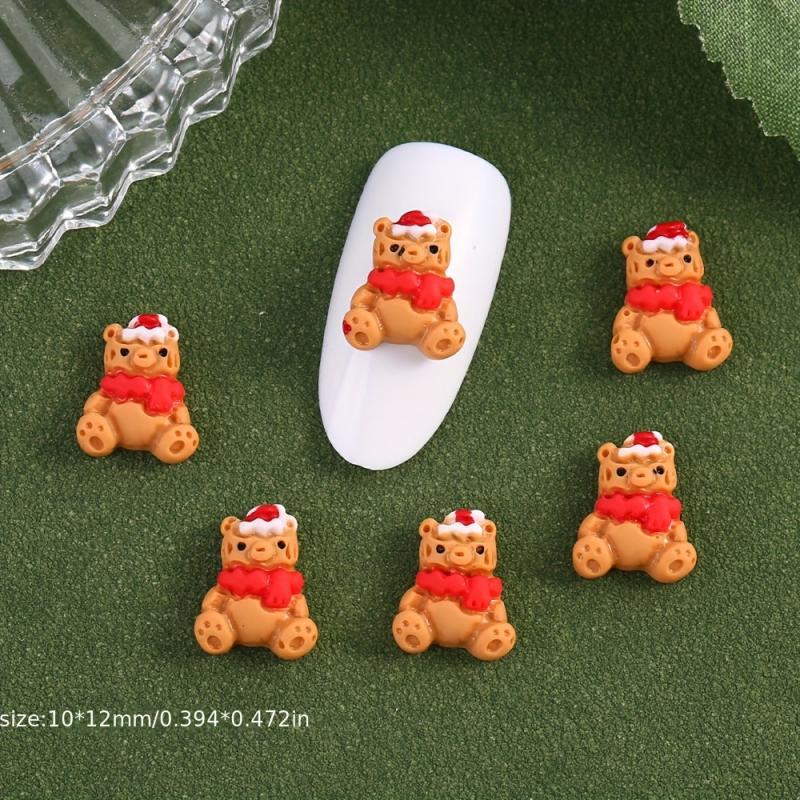 20pcs Christmas Cartoon Nail Art Charms Bell Snowflake Elk Snowman Santa Claus