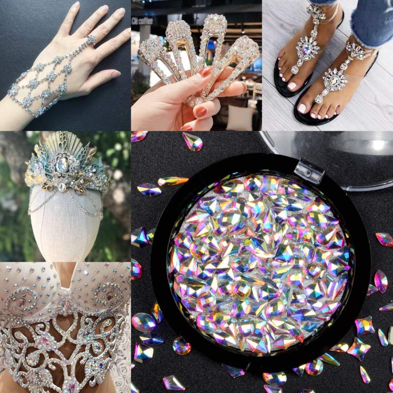 Crystal Flatback Rhinestones for Nails Crafts AB Crystals 3D Nail Art