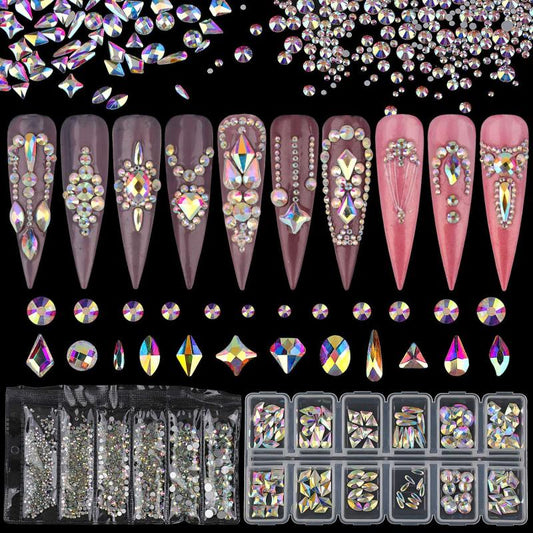 Crystal Flatback Rhinestones for Nails Crafts AB Crystals 3D Nail Art