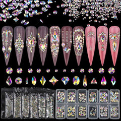 Crystal Flatback Rhinestones for Nails Crafts AB Crystals 3D Nail Art