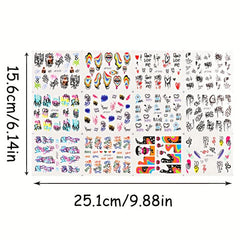 Abstract Nail Stickers Graffiti Water Decals Halloween Transfer Decoration
