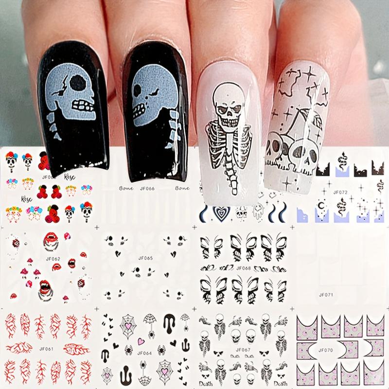 Abstract Nail Stickers Graffiti Water Decals Halloween Transfer Decoration