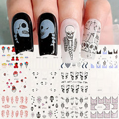 Abstract Nail Stickers Graffiti Water Decals Halloween Transfer Decoration