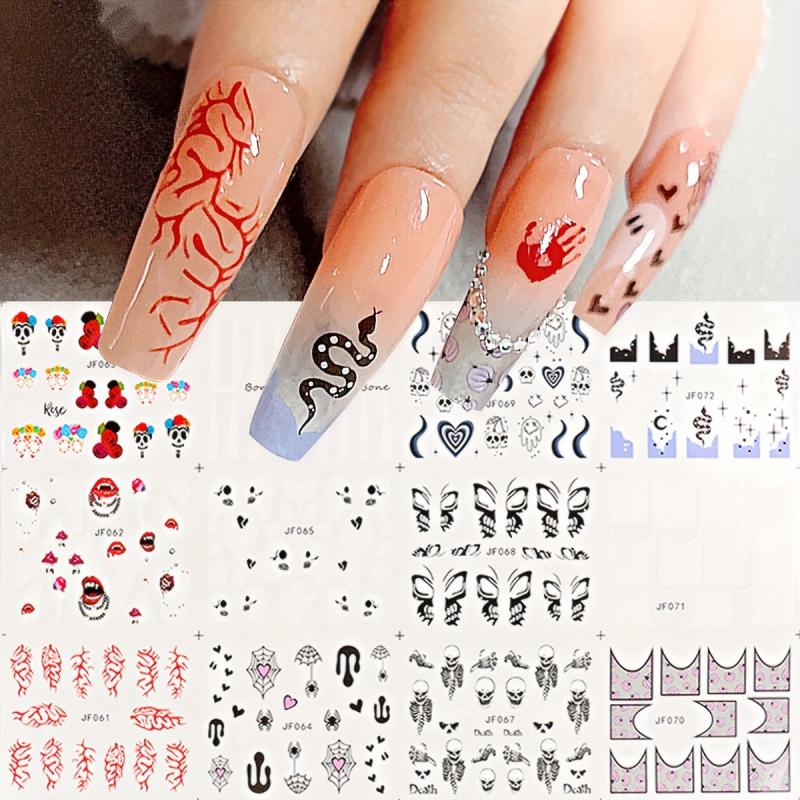 Abstract Nail Stickers Graffiti Water Decals Halloween Transfer Decoration