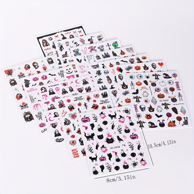 Halloween Nail Art Stickers Pumpkin Bat Skull Decals