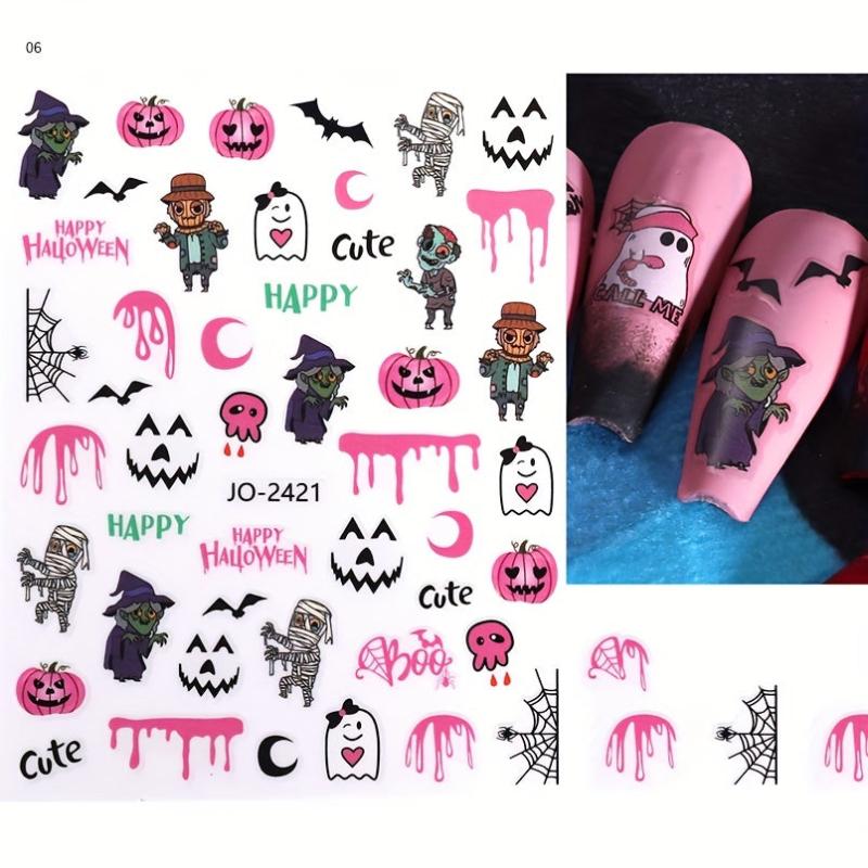 Halloween Nail Art Stickers Pumpkin Bat Skull Decals