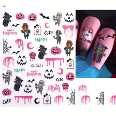 Halloween Nail Art Stickers Pumpkin Bat Skull Decals