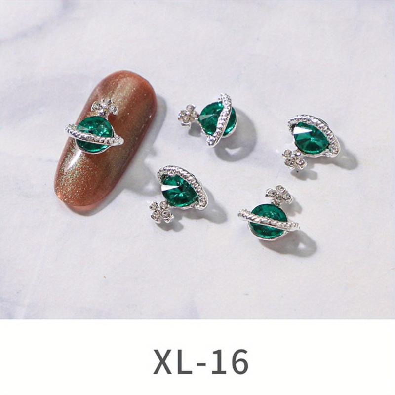 5pcs Zircon Planet Charms Crystal Rhinestones for Manicure Accessories