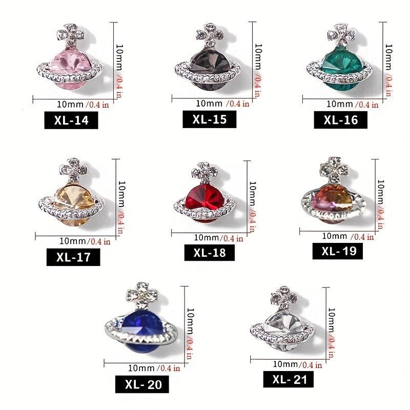 5pcs Zircon Planet Charms Crystal Rhinestones for Manicure Accessories