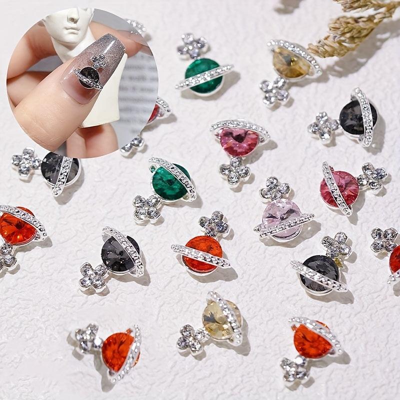 5pcs Zircon Planet Charms Crystal Rhinestones for Manicure Accessories