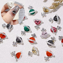 5pcs Zircon Planet Charms Crystal Rhinestones for Manicure Accessories