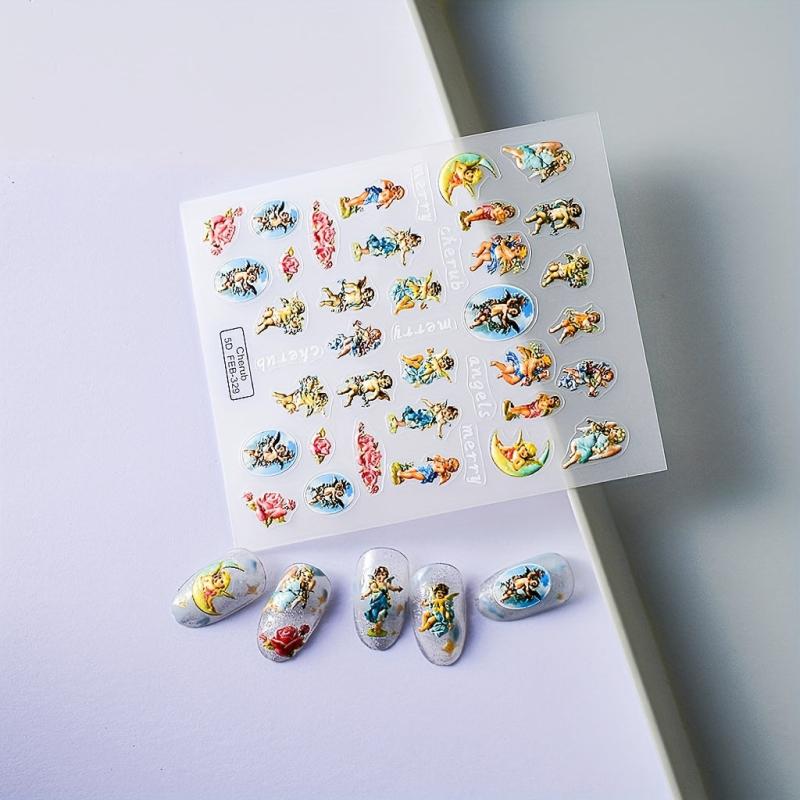 Cupid Love 5D Holographic Nail Stickers Engraved Self Adhesive Decals