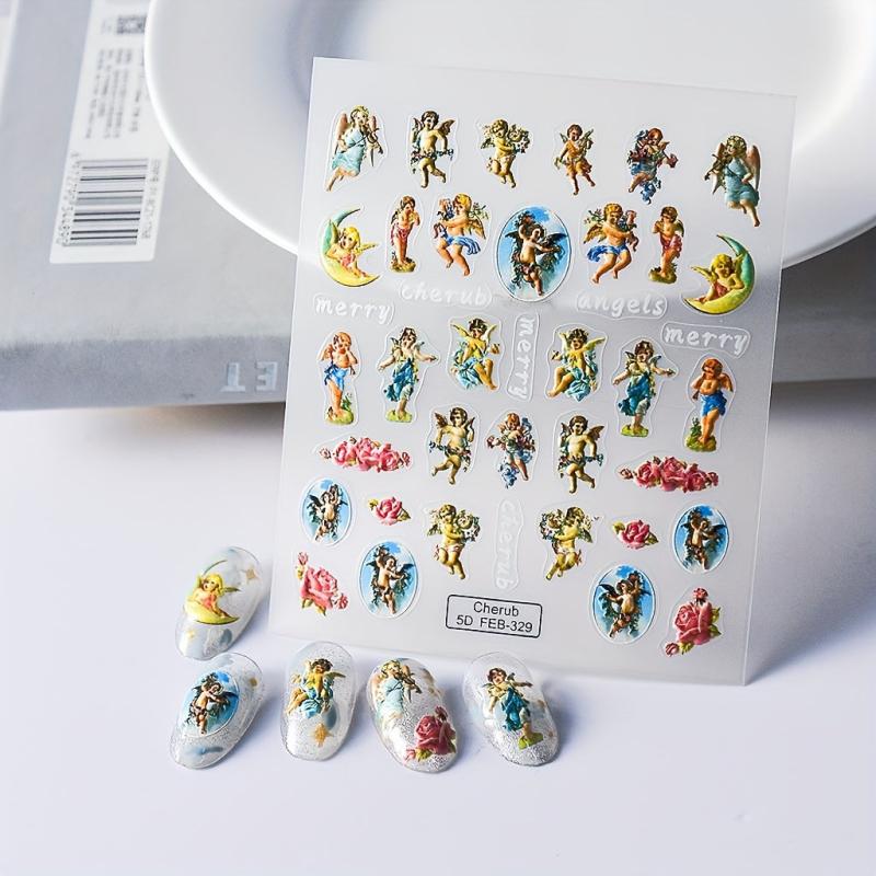 Cupid Love 5D Holographic Nail Stickers Engraved Self Adhesive Decals