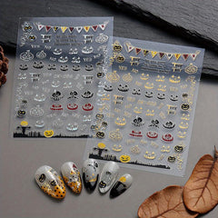 Halloween Nail Art Sticker Self Adhesive Ghost Skull Pumpkin Bat Spider Witch