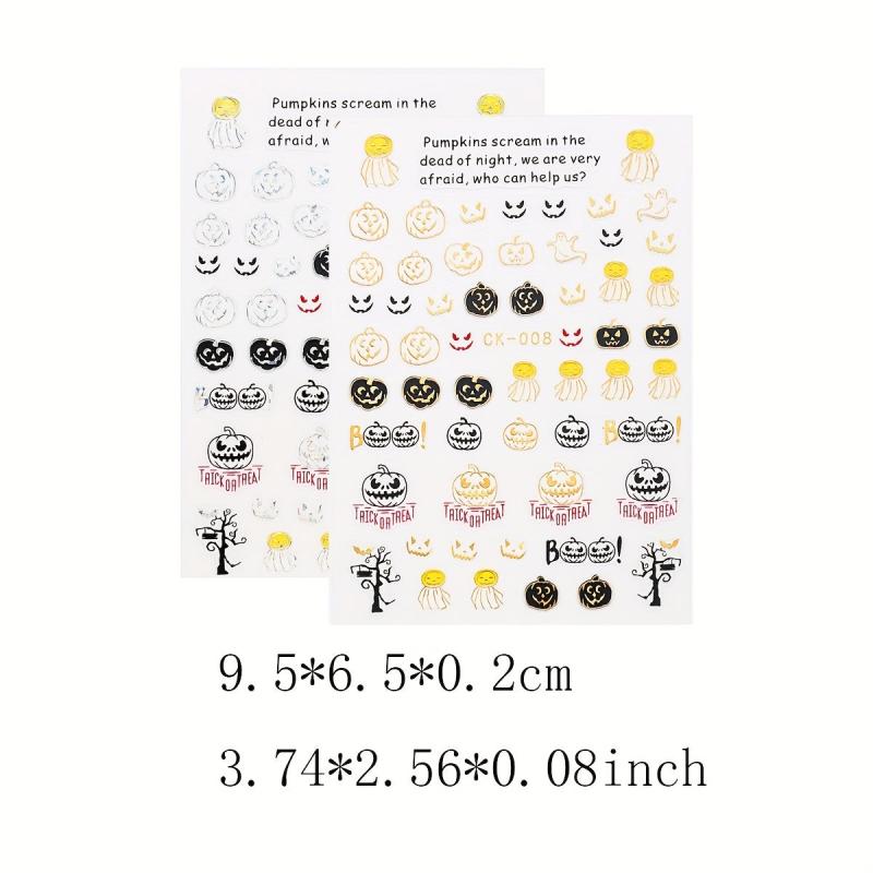 Halloween Nail Art Sticker Self Adhesive Ghost Skull Pumpkin Bat Spider Witch