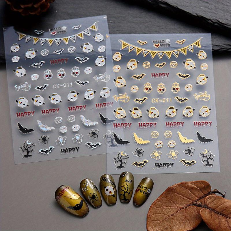 Halloween Nail Art Sticker Self Adhesive Ghost Skull Pumpkin Bat Spider Witch