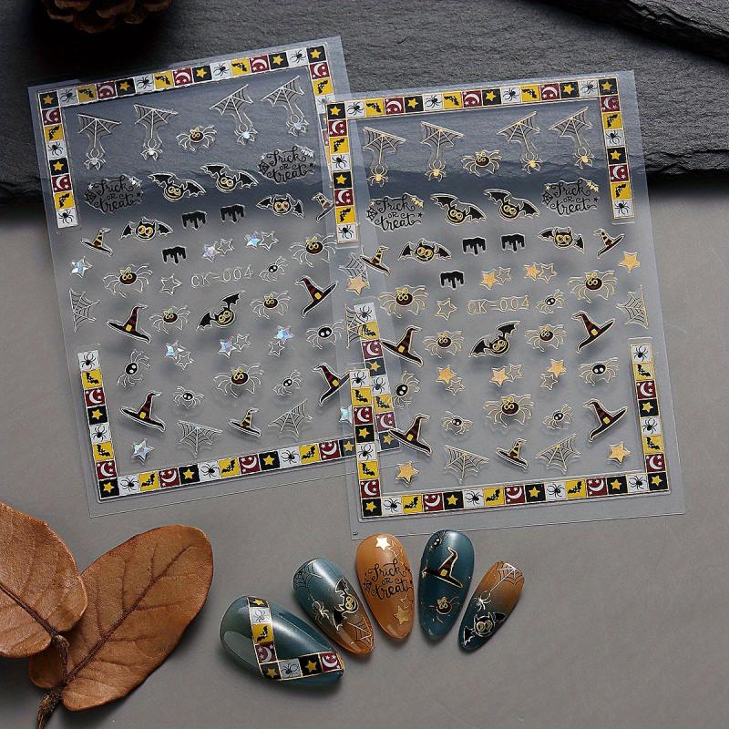 Halloween Nail Art Sticker Self Adhesive Ghost Skull Pumpkin Bat Spider Witch