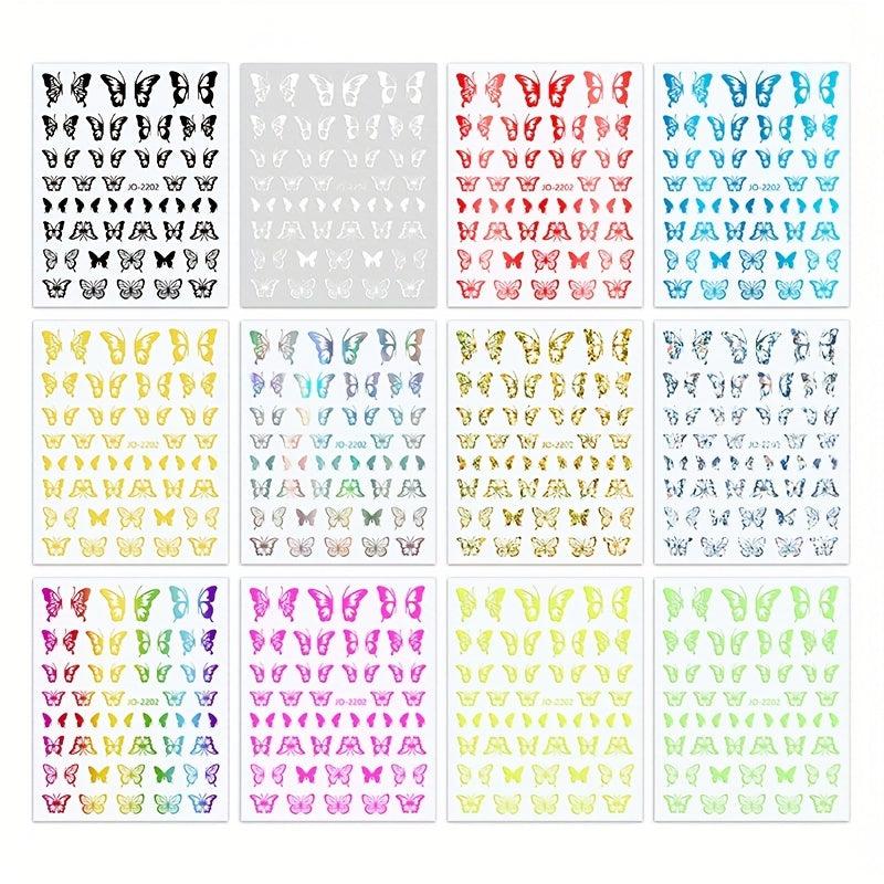 Butterfly Nail Art Stickers Set - Self-Adhesive & Decals for DIY or Salons