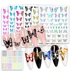 Butterfly Nail Art Stickers Set - Self-Adhesive & Decals for DIY or Salons