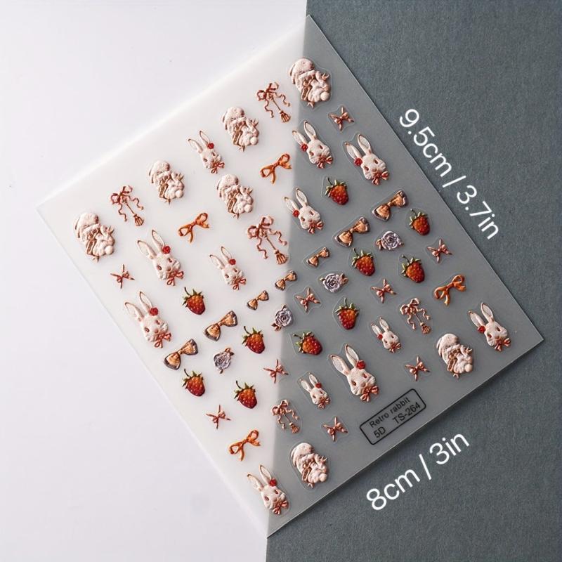 Embossed Easter Bunny Nail Art Stickers for Women Girls