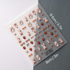 Embossed Easter Bunny Nail Art Stickers for Women Girls