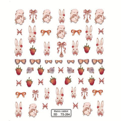 Embossed Easter Bunny Nail Art Stickers for Women Girls